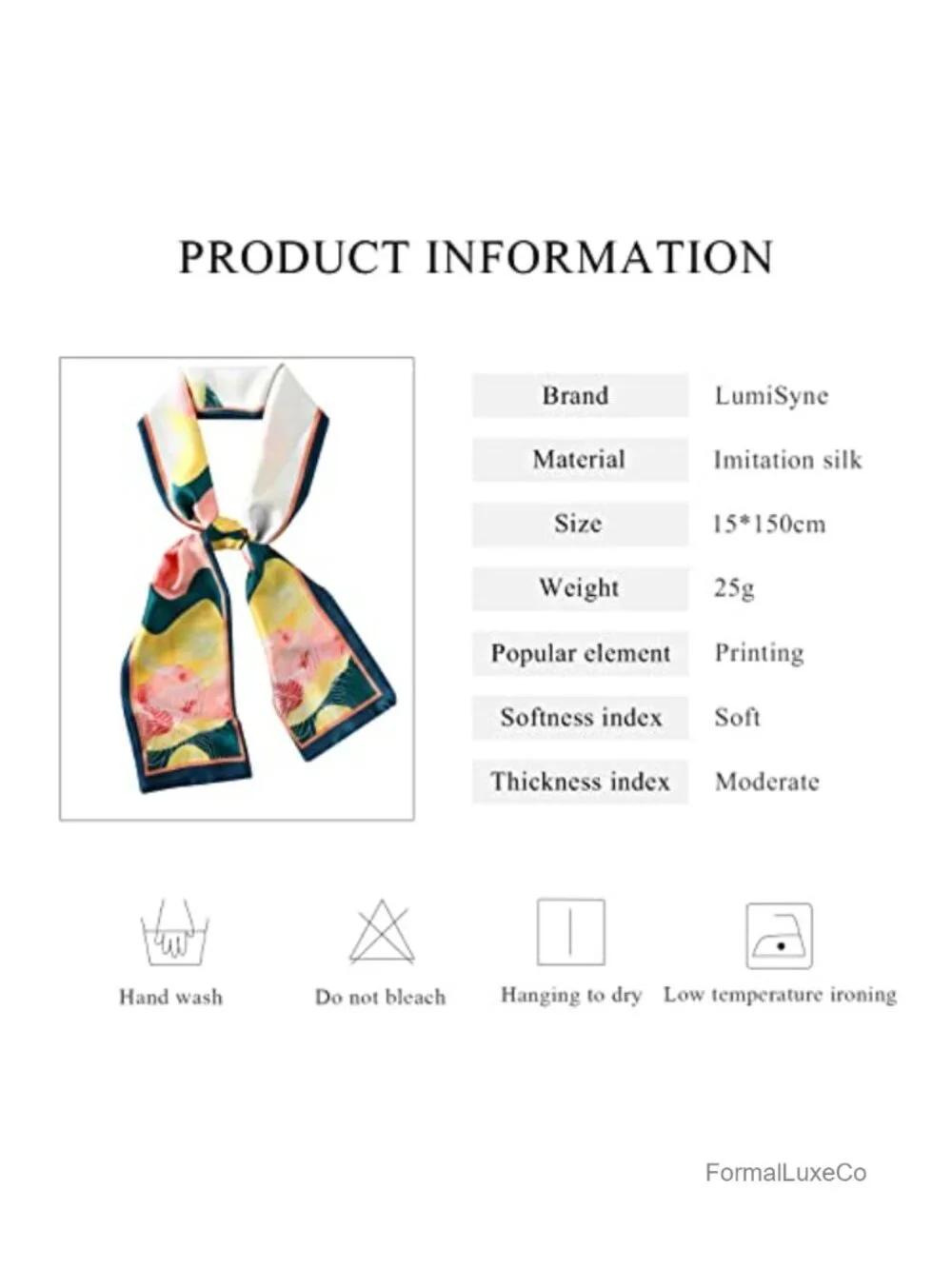 Imitation Silk Narrow Scarf Polka Dot Paisley Neck Scarf Headdress